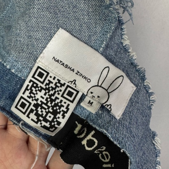 Natasha Zinko Blue Denim Upcycled Rose Floral Cropped Tank Top M - Picture 5 of 5